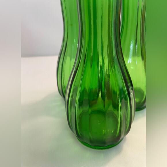 Set of 3 Vintage PGC Green Glass Flower Vases - Picture 4 of 7